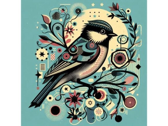 Download Zine-style Bird with Collaged Textures a - Premium Resources