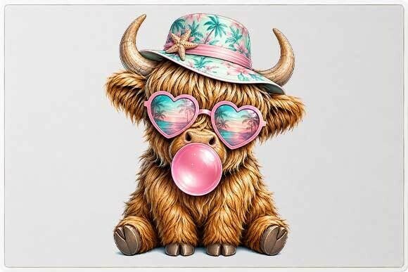Download Cute Highland Cow Summer Graphic PNG - Highland cow summer Collection
