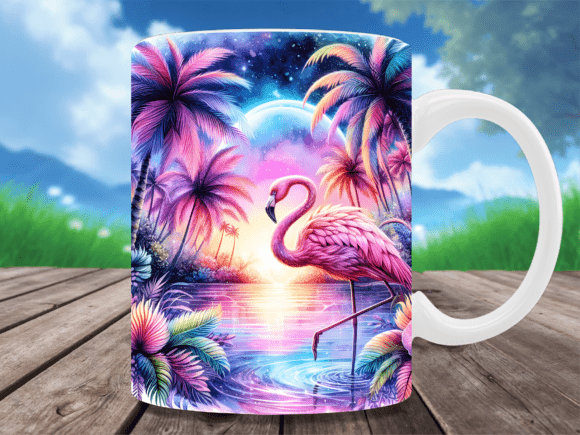 Download Tropical Sunset Flamingo Mug Wrap - Mug Collection