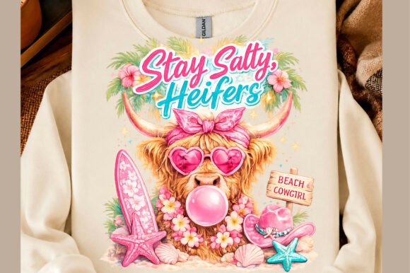Download Stay Salty Highland Cow Summer PNG - Highland cow summer Collection