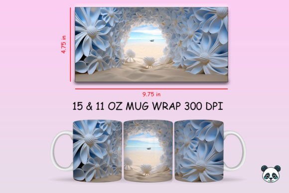 Download 3D Beach and Flowers Mug Wrap PNG - Mug Collection