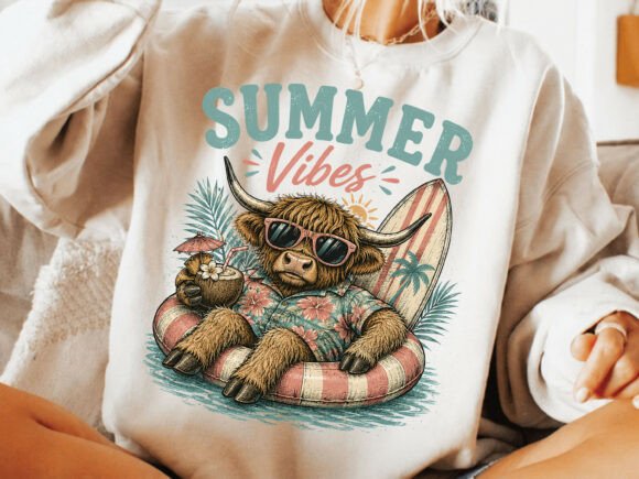 Download Summer Vibes Png, Highland Cow Design - Summer vibes Collection