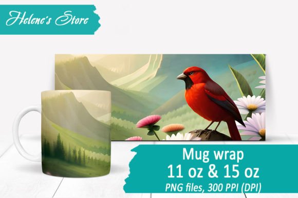Download Spring Bird Mug Sublimation Wrap PNG - Mug Collection