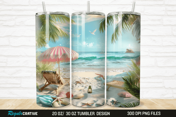 Download 3D Beach Life Vacation Tumbler Wrap PNG - Beach life Collection