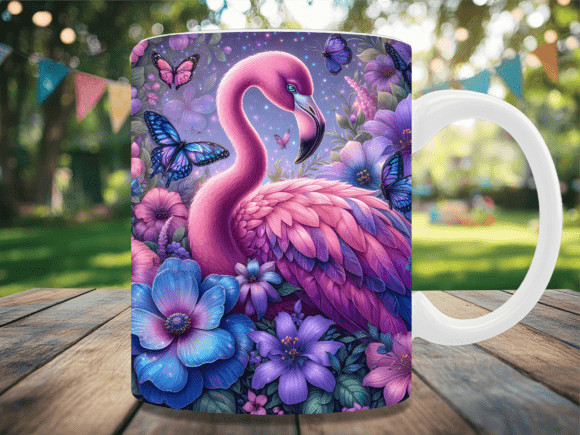 Download Floral Flamingo Butterfly Garden Mug Wra - Mug Collection