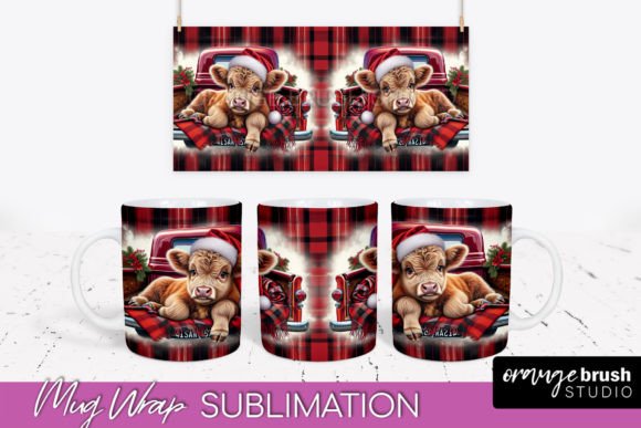 Download Christmas Highland Cow Mug Wrap PNG - Mug Collection