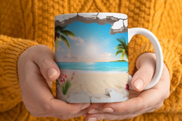 Download 3D Tropical Paradise Beach Mug Wrap - Mug Collection