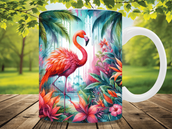 Download Pink Flamingo Tropical Jungle Mug Wrap - Mug Collection
