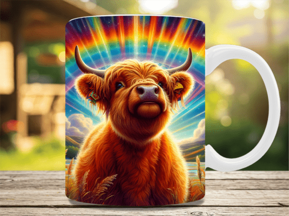 Download Rainbow Highland Cow Mug Wrap - Mug Collection