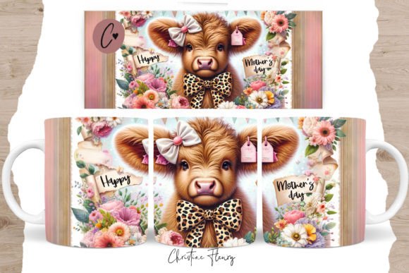 Download Happy Mother's Day Highland Cow Mug Wrap - Mug Collection